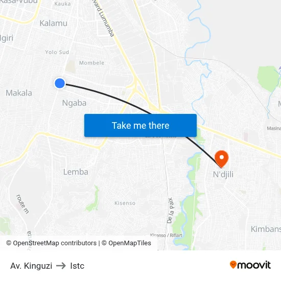 Av. Kinguzi to Istc map