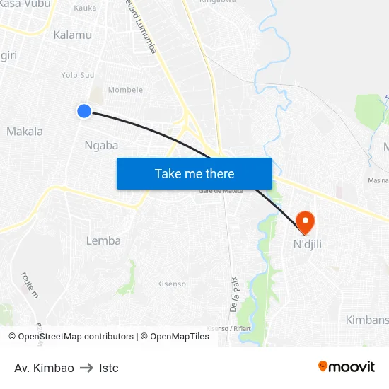 Av. Kimbao to Istc map