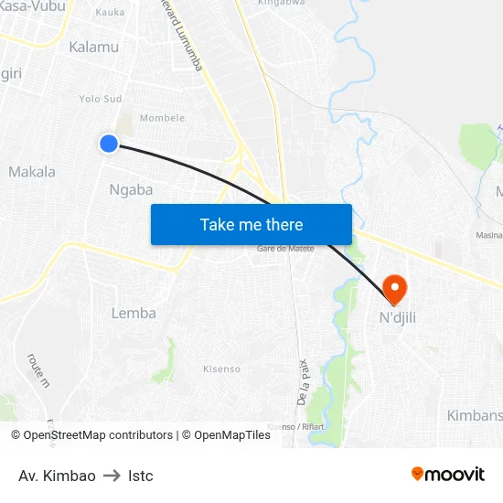 Av. Kimbao to Istc map