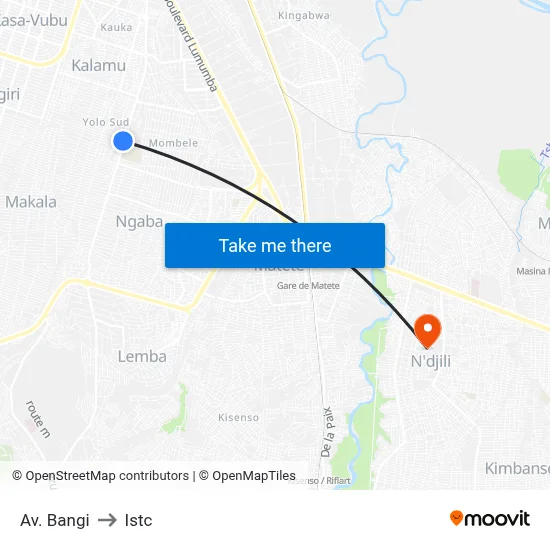 Av. Bangi to Istc map
