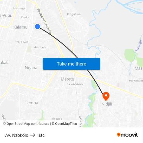 Av. Nzokolo to Istc map