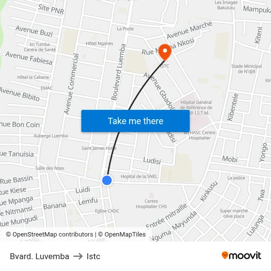 Bvard. Luvemba to Istc map