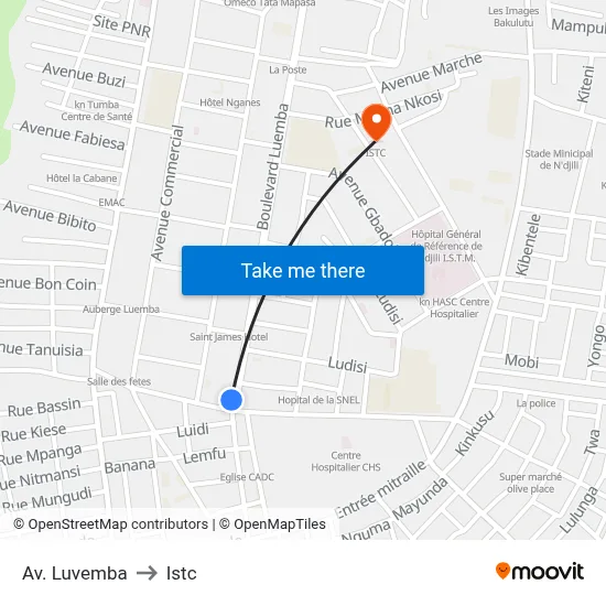 Av. Luvemba to Istc map