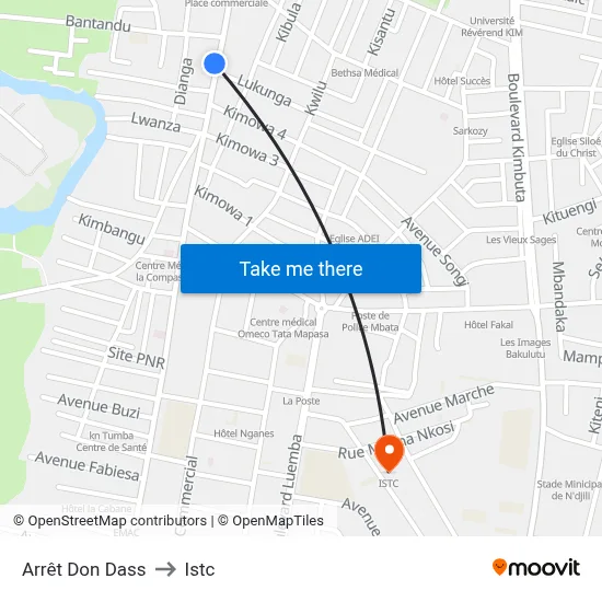 Arrêt Don Dass to Istc map