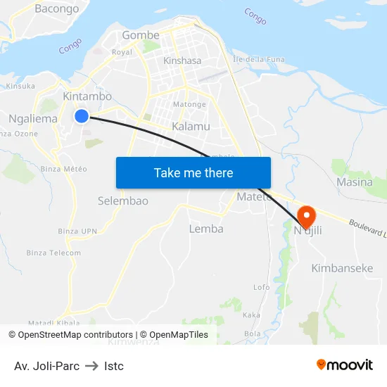 Av. Joli-Parc to Istc map