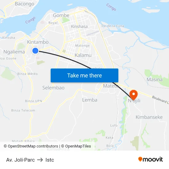 Av. Joli-Parc to Istc map