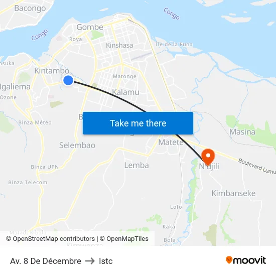 Av. 8 De Décembre to Istc map