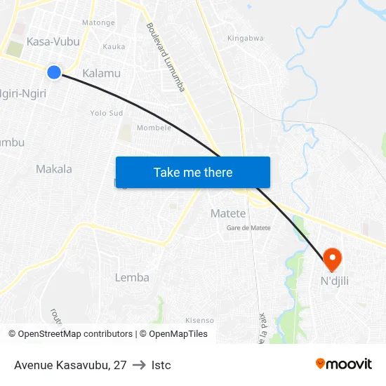 Avenue Kasavubu, 27 to Istc map