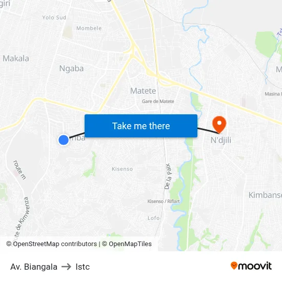 Av. Biangala to Istc map