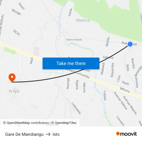 Gare De Mandiangu to Istc map