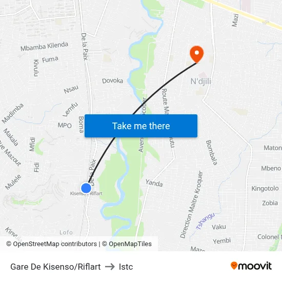 Gare De Kisenso/Riflart to Istc map