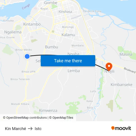 Kin Marché to Istc map