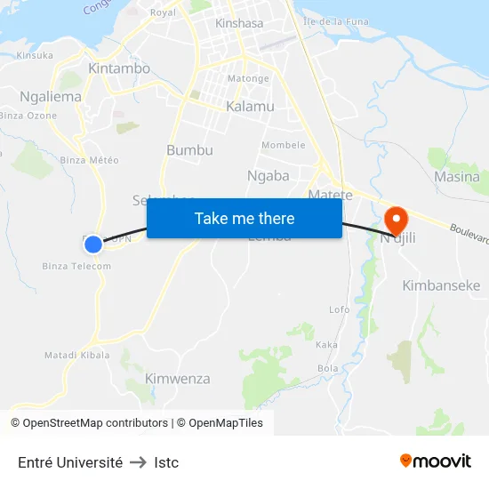 Entré Université to Istc map