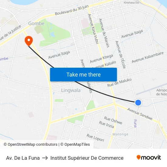 Av. De La Funa to Institut Supérieur De Commerce map