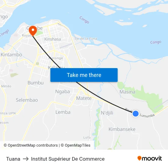 Tuana to Institut Supérieur De Commerce map