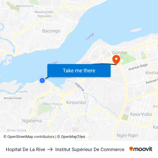 Hopital De La Rive to Institut Supérieur De Commerce map