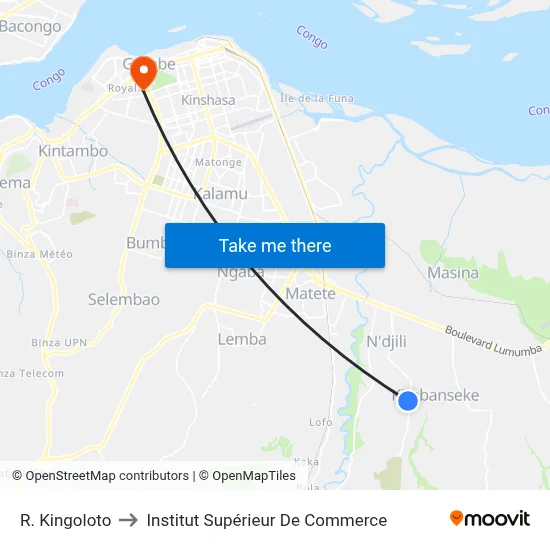 R. Kingoloto to Institut Supérieur De Commerce map