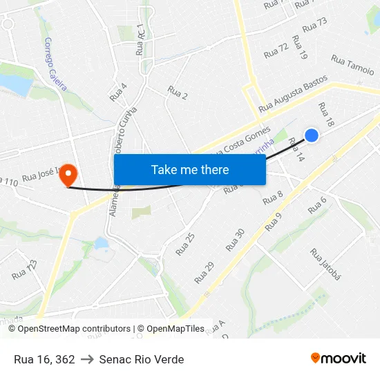 Rua 16, 362 to Senac Rio Verde map