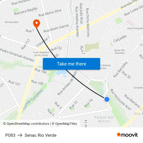 P083 to Senac Rio Verde map