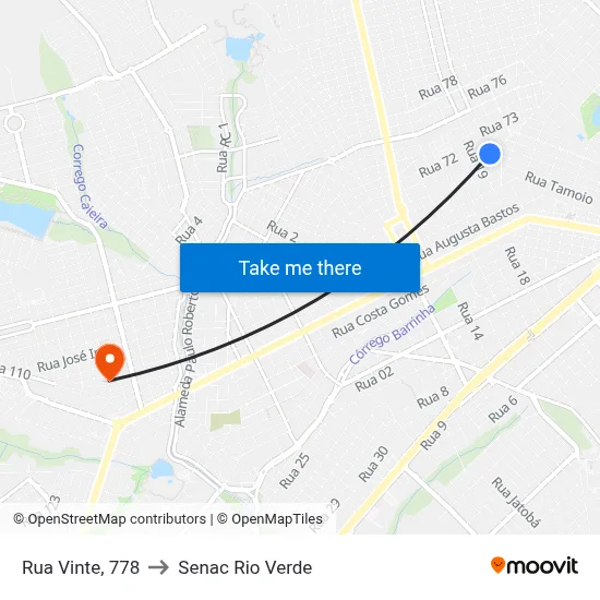 Rua Vinte, 778 to Senac Rio Verde map