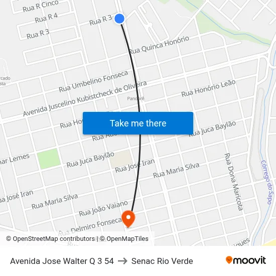 Avenida Jose Walter Q 3 54 to Senac Rio Verde map