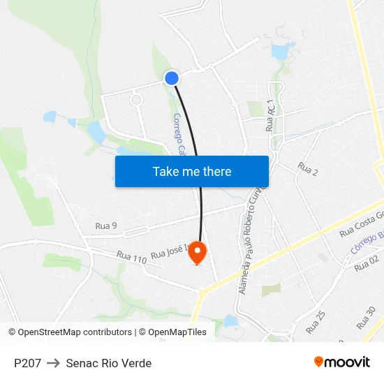 P207 to Senac Rio Verde map