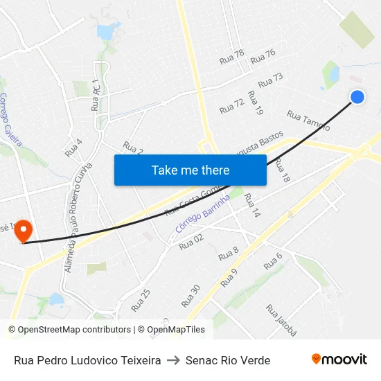 Rua Pedro Ludovico Teixeira to Senac Rio Verde map