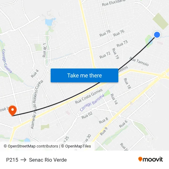 P215 to Senac Rio Verde map
