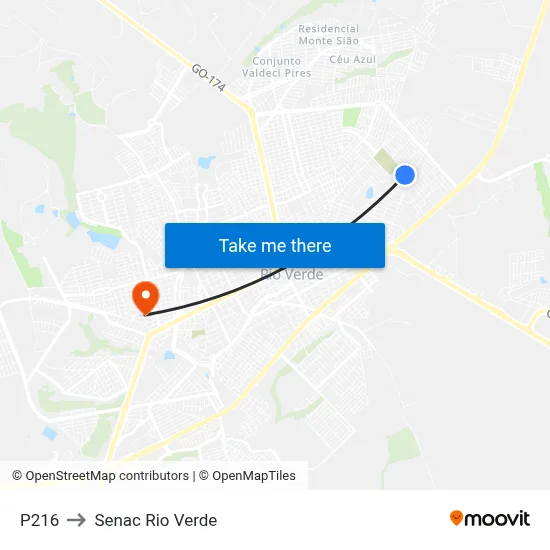 P216 to Senac Rio Verde map