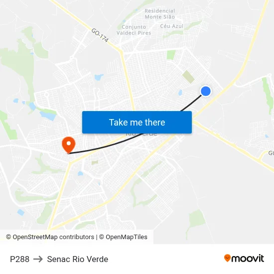 P288 to Senac Rio Verde map