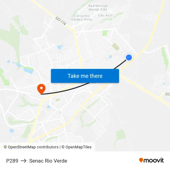 P289 to Senac Rio Verde map