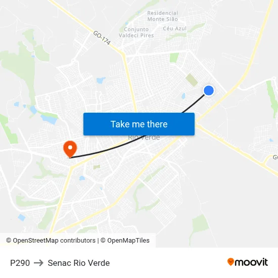 P290 to Senac Rio Verde map