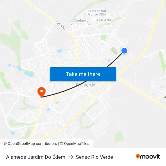 Alameda Jardim Do Édem to Senac Rio Verde map