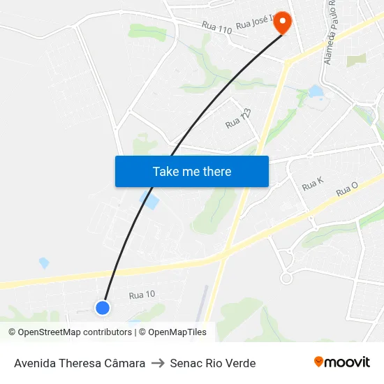 Avenida Theresa Câmara to Senac Rio Verde map