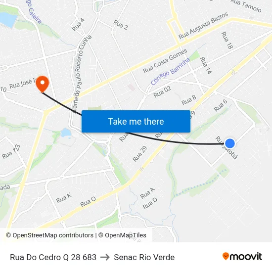 Rua Do Cedro Q 28 683 to Senac Rio Verde map