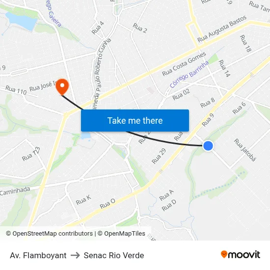 Av. Flamboyant to Senac Rio Verde map