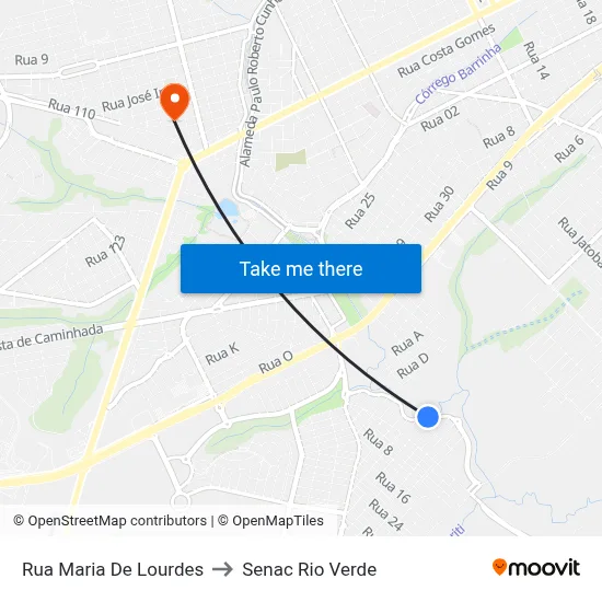 Rua Maria De Lourdes to Senac Rio Verde map