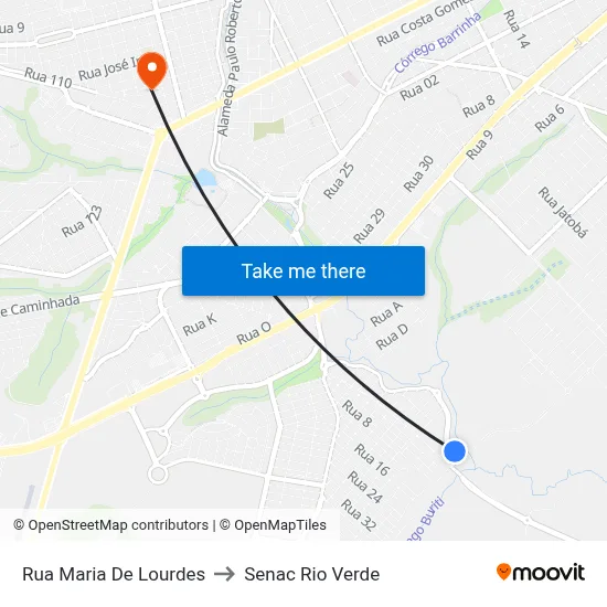 Rua Maria De Lourdes to Senac Rio Verde map