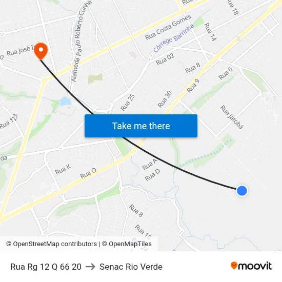 Rua Rg 12 Q 66 20 to Senac Rio Verde map