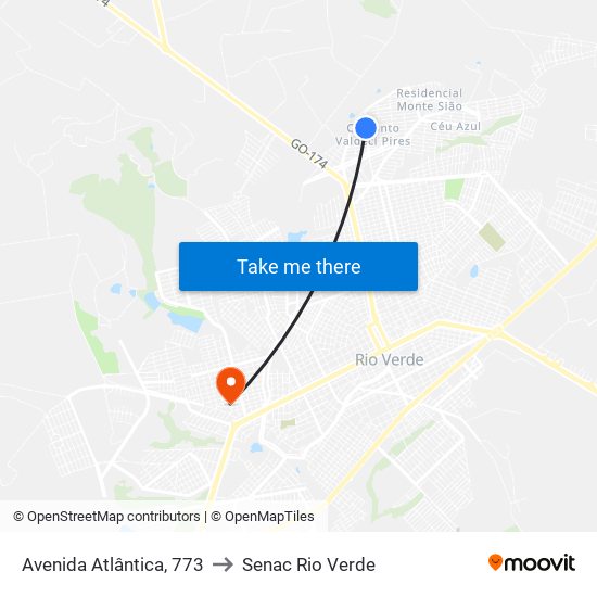 Avenida Atlântica, 773 to Senac Rio Verde map