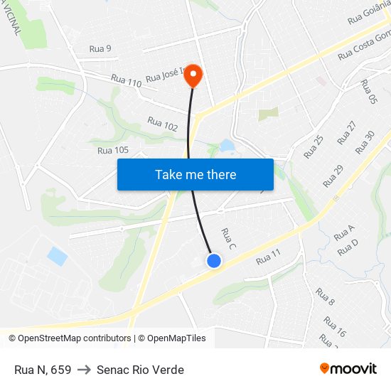 Rua N, 659 to Senac Rio Verde map