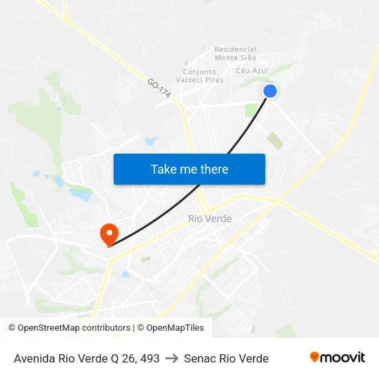 Avenida Rio Verde Q 26, 493 to Senac Rio Verde map