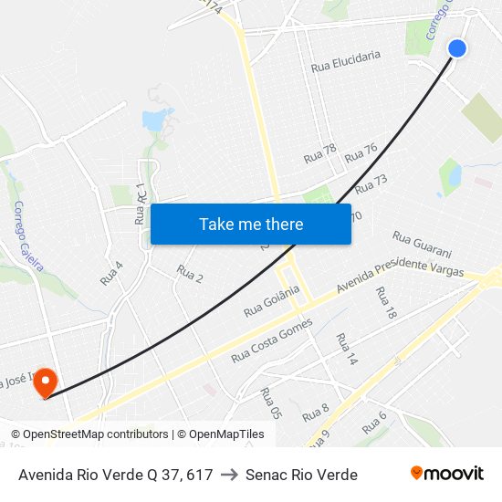 Avenida Rio Verde Q 37, 617 to Senac Rio Verde map