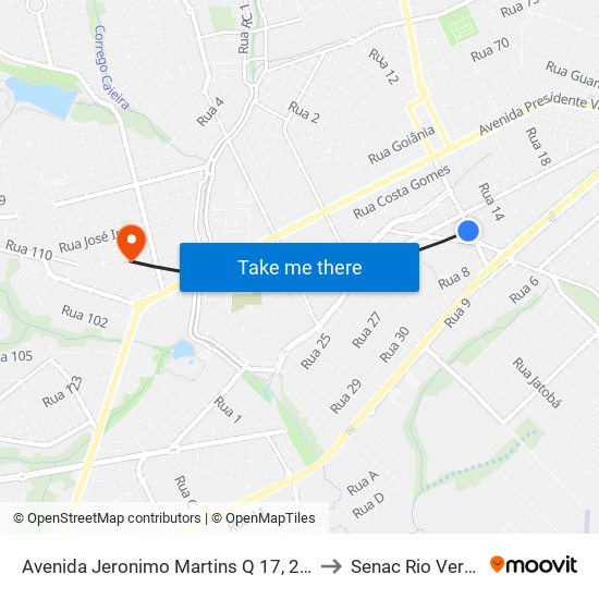 Avenida Jeronimo Martins Q 17, 292 to Senac Rio Verde map