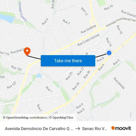 Avenida Demolincio De Carvalho Q 3, 852 to Senac Rio Verde map