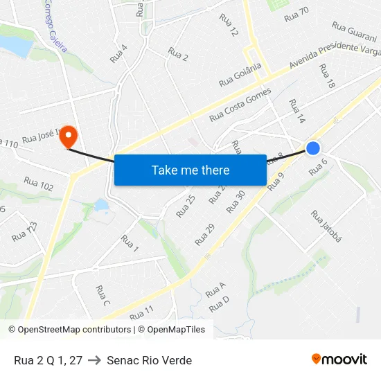 Rua 2 Q 1, 27 to Senac Rio Verde map