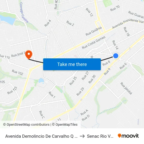 Avenida Demolincio De Carvalho Q 3, 918 to Senac Rio Verde map