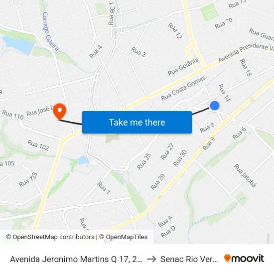 Avenida Jeronimo Martins Q 17, 292 to Senac Rio Verde map