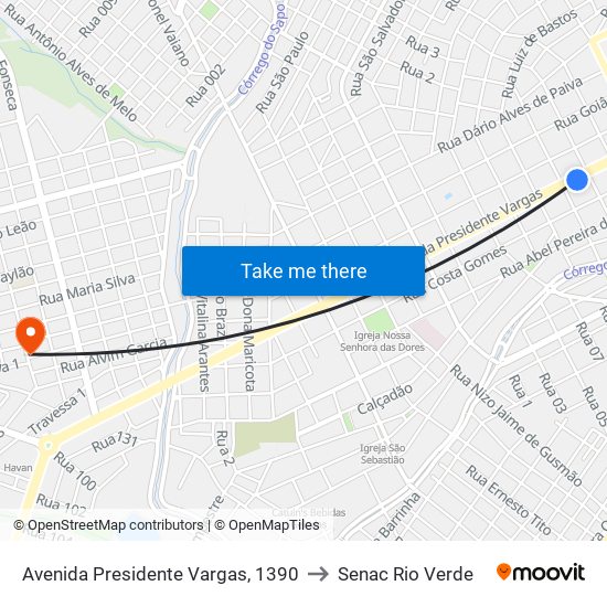 Avenida Presidente Vargas, 1390 to Senac Rio Verde map