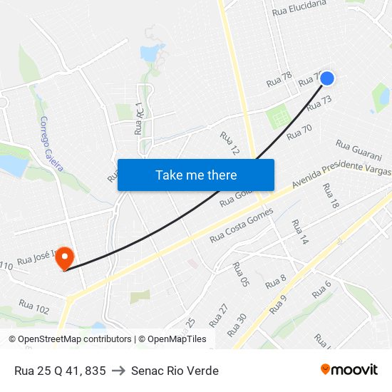 Rua 25 Q 41, 835 to Senac Rio Verde map